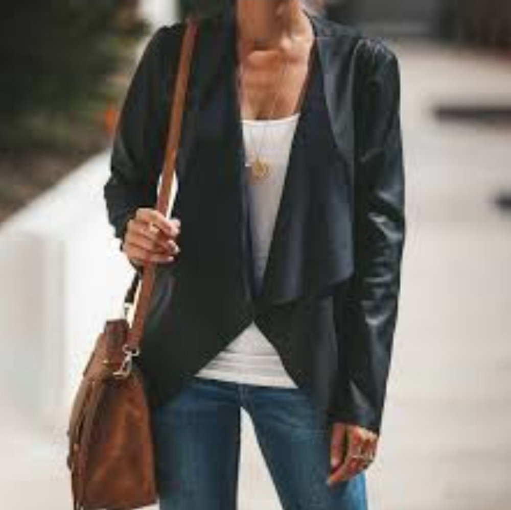 FOREVER 21 HAVE SUEDE FASHION LAPEL DRAPE FRONT JACKET SMALL ☆